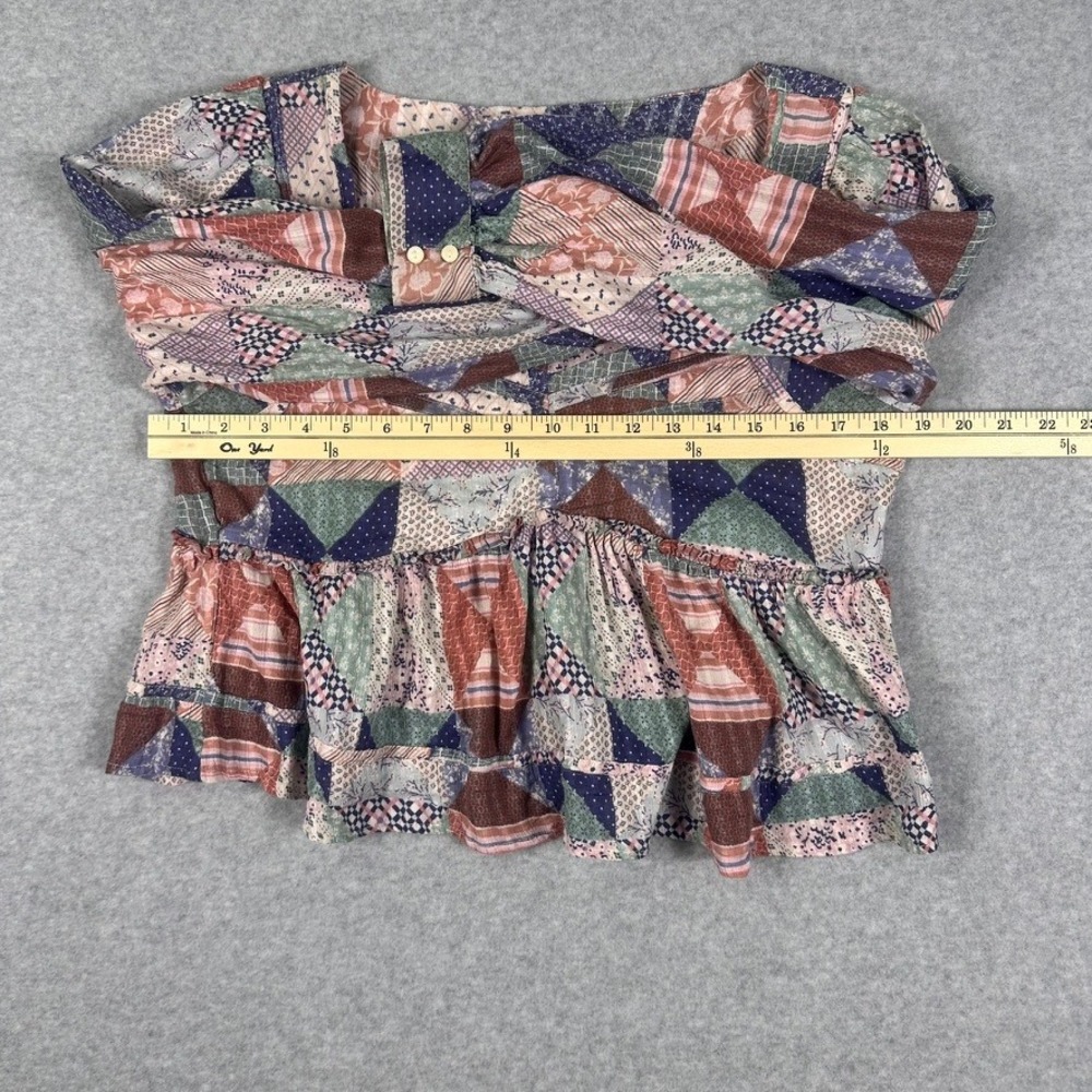 American Eagle Patchwork Peasant Blouse Multicolo… - image 12
